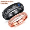 Crown Queen Titanium Steel Black Couple Ring Rings 12