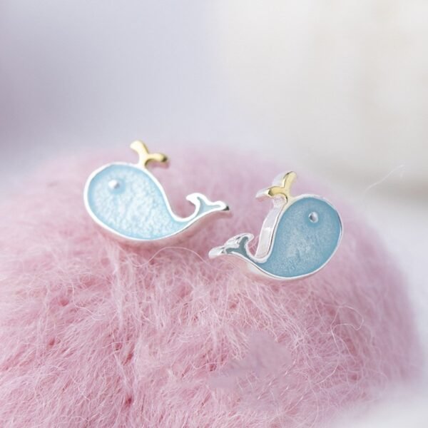S925 sterling silver spray whale earrings Earrings 7