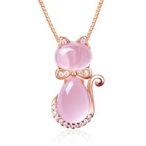 Korean Necklace Necklace Rose Gold, Natural Hibiscus Powder, Crystalfemale Pendant, Clavicle Chain Jewelry Pendants Necklaces