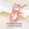 Korean Necklace Necklace Rose Gold, Natural Hibiscus Powder, Crystalfemale Pendant, Clavicle Chain Jewelry Pendants Necklaces 9