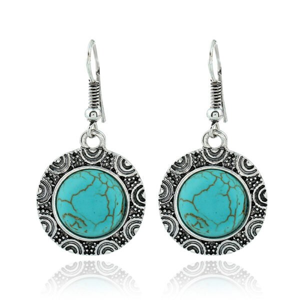 Fashion Retro European And American Round Turquoise Earrings Earrings 8
