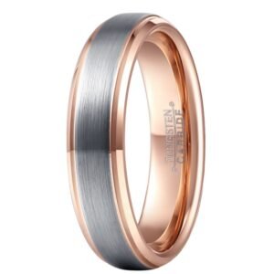Fine Brushed Rose Gold Tungsten Ring Rings