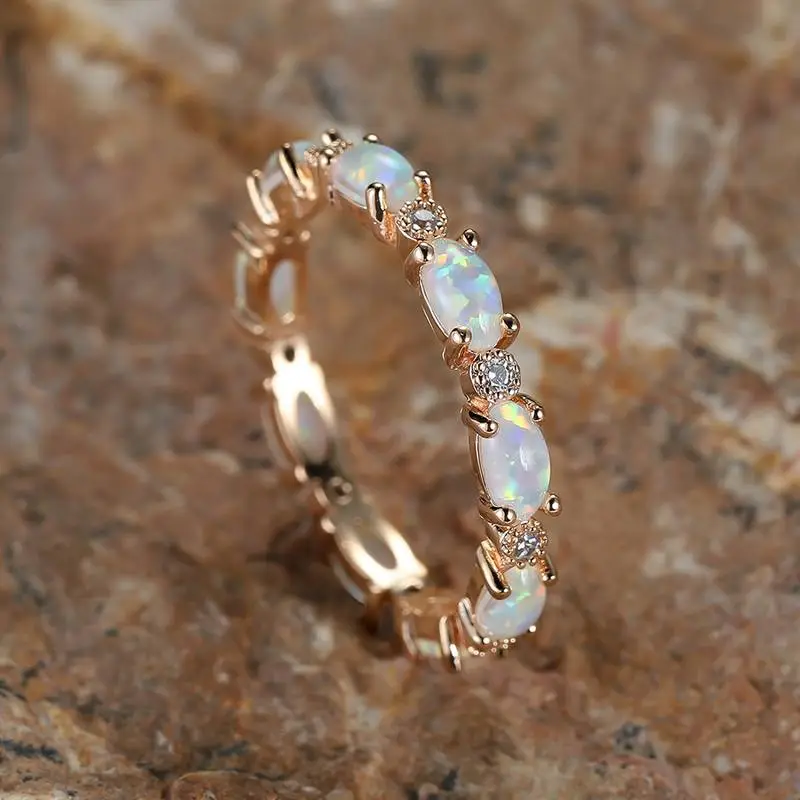 Gold Plated Zircon Oval Opal Eternity Ring BestSelling 5 Gold Plated Zircon Oval Opal Eternity Ring BestSelling 5