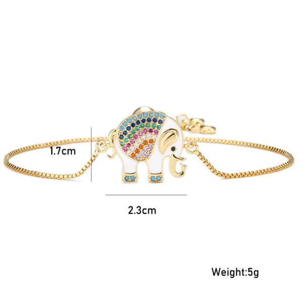 Dripping Zircon Elephant Charm Gold Bracelet Pull Adjustable Necklaces 6