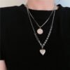 Clavicle Chain Simple Letter Round Card Peach Heart Necklaces 10