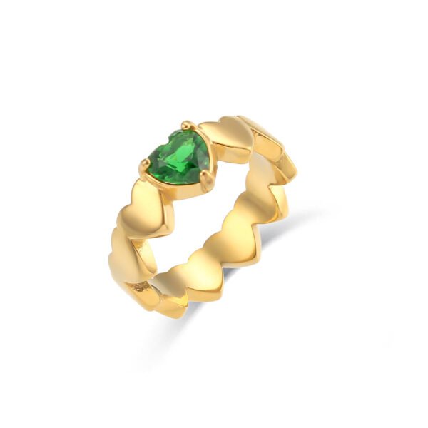 Zircon Ring In Stainless Steel Plated 18K Gold Heart Rings 10