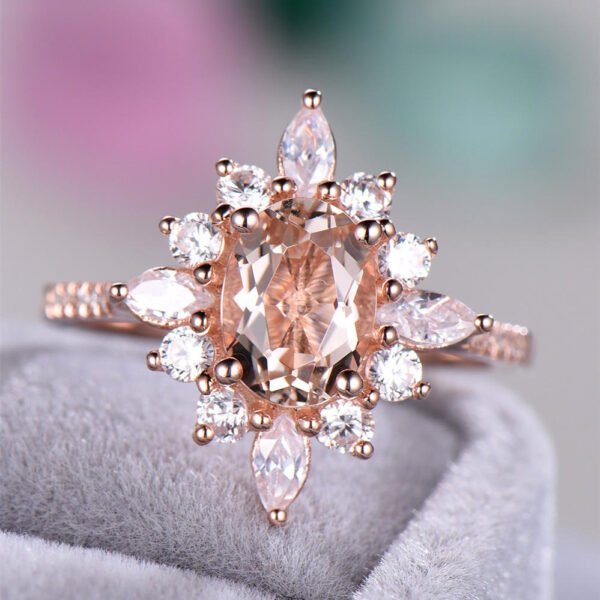 Flower Rings With Unique Snowflake Design Rose Gold Color Cubic Zirconia Jewelry Fashion Party Women Finger Ring Christmas 9