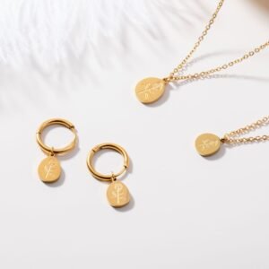 Earrings And Necklace Set 18K Gold Fashion Simple Earrings Earrings And Necklace Set 18K Gold Fashion Simple Earrings