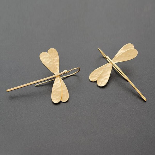 Vintage 3D Gold Dragonfly Statement Earrings For Women Minimalist Jewelry Earrings 3