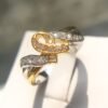 New Creative Ribbon Plated 18k Yellow Gold Diamond Rings Europe and America Explosion Women’s Engagement Rings Rings 7