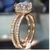 Gold Double Diamond Crown Ring Europe and America Diamond Princess Engagement Ring Rings 8