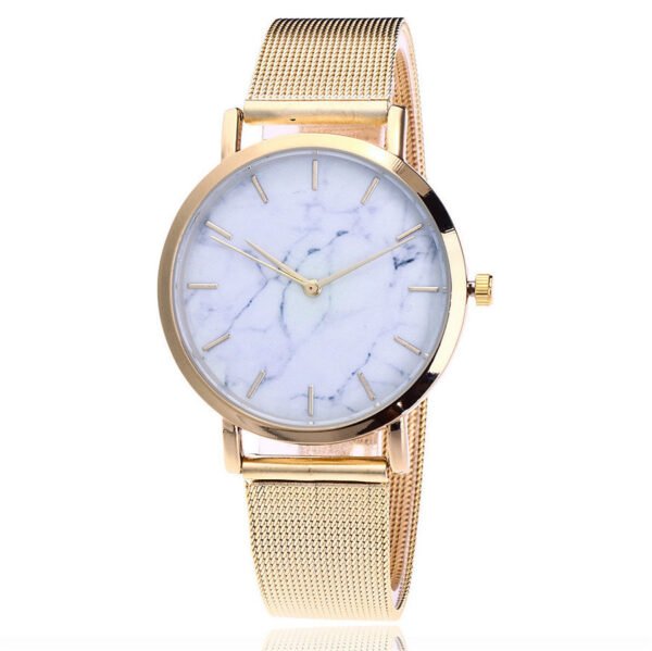 Vansvar fashion brand silver and gold mesh band creative marble wristwatch casual women quartz watches gift relogio feminino watches 3