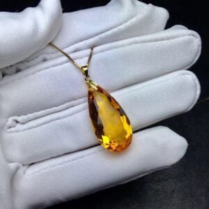 Fashion Drop Gold Inlaid Citrine Pendant Necklaces