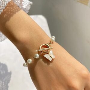 Gold Color Charm Chain Bracelets For Women Pearl Butterfly Alloy Bangle Bracelets Fashion Bohemian Jewelry Gift BestSelling