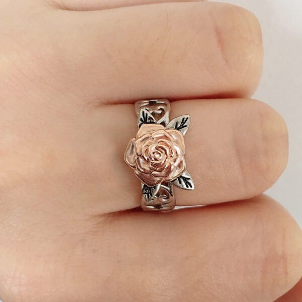 Copper plated rose gold two-tone flower ring Rings 4