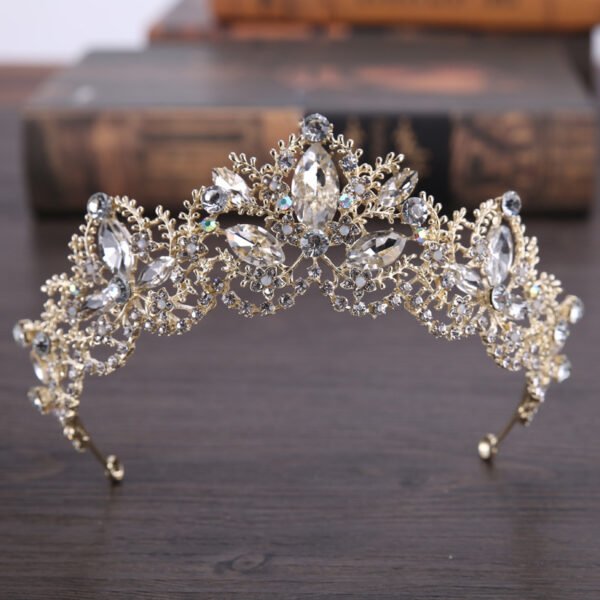 New Fashion Baroque Luxury Crystal AB Bridal Crown Tiara Light Gold Tiara Tiaras for Women Bride Hair Wedding Accessories Accessories 4