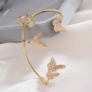 Fashion Gold Metal Butterfly Ear Clips Sparkling Zircon Without Piercing Ear Cuff Clip Earrings For Women Jewelry Gift BestSelling