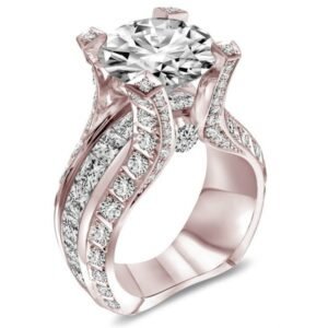 Rose Gold Electroplated Oval Shaped Zircon Engagement Ring Rings