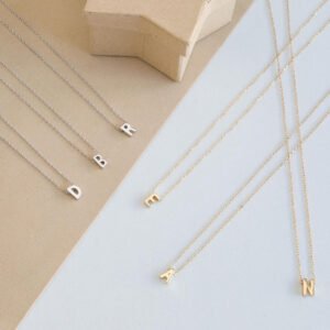 Fashion Tiny Initial Necklace Gold Silver Color Cut Letters Single Name Choker Necklace For Women Pendant Necklaces