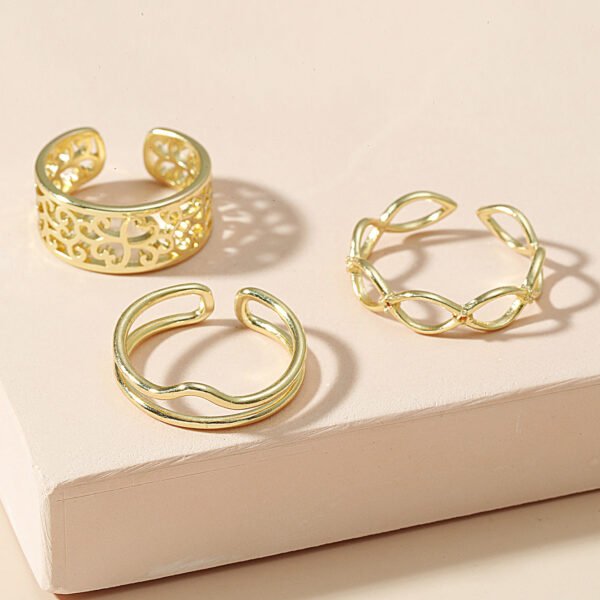 Cold Wind Geometric Ring 3-piece Set Ins Tide Net Red Stack Wear Rings 6