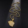Explosive Hip-hop Full Zircon Gold Playing Card Pendant Necklaces 10