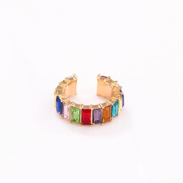 Fashion C-shaped Ear Clip With Colored Diamonds Earrings 3