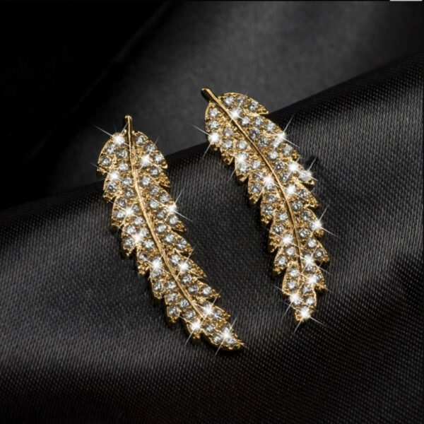 Zircon gold and silver leaf earrings Korean fashion ladies Earrings 8