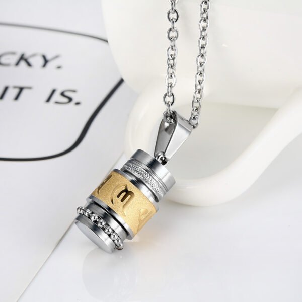 Trend Titanium Steel Prayer Wheel Six-word Mantra Pendant Accessories 7