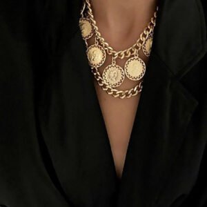 Retro geometric thick chain multi-layer necklace Necklaces