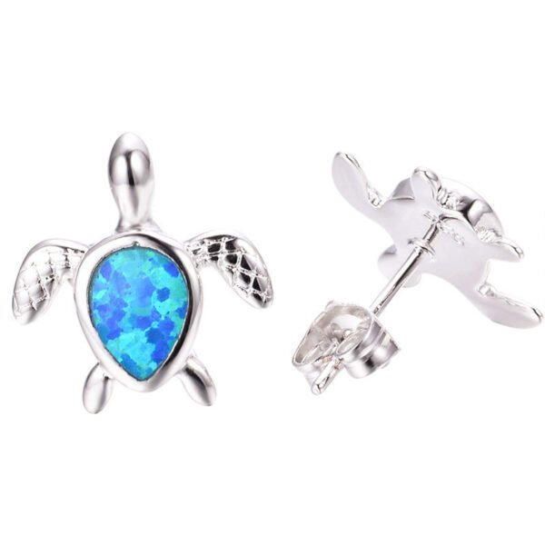 Fashion small turtle earrings earrings with gold jewelry blue protein stone earrings earrings double female female Earrings 3