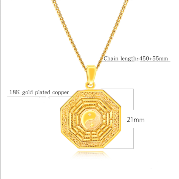 Euro coins gold gossip yin and yang taiji pendant necklace Vietnam sand gold imitation gold accessories clavicle chain Necklaces 8