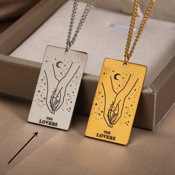18k Yellow Gold Stainless Steel Tarot Pattern Necklace Necklaces 6