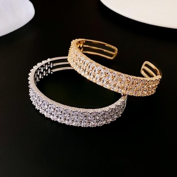 Personality Affordable Luxury Fashion Real Gold Plating Zircon Metal Open-ended Bracelet Bracelets 4