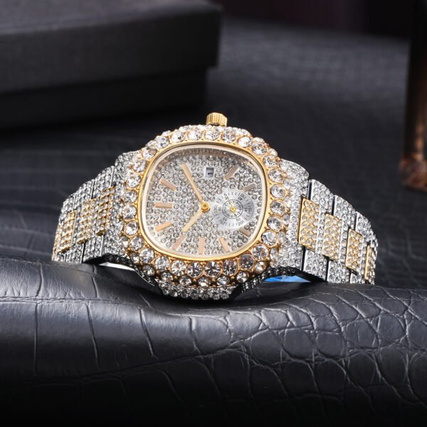 Full Diamond Hip Hop Calendar Luminous Quartz Waterproof Business Men’s Gold Watch watches 10