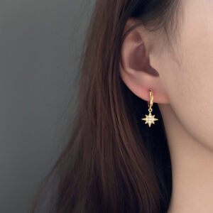 Classic Craftsmanship Full Diamond Star Moon Asymmetrical Earrings Earrings