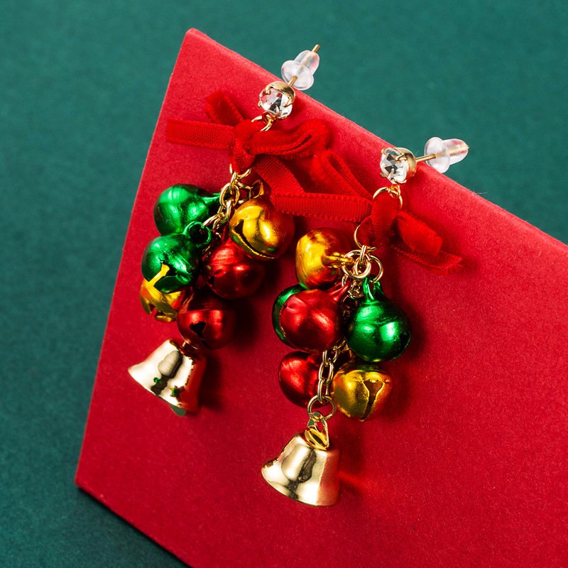 Christmas Series Alloy Dripping Christmas Cane Bells Tassel Earrings Women Christmas 6 Christmas Series Alloy Dripping Christmas Cane Bells Tassel Earrings Women Christmas 6