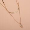 Exaggerated water drop zircon pendant pendant pendant necklace, gold wire chain double-layered temperament necklace Necklaces 11