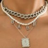 European And American Ins Full Diamond Vintage Cuban Buckle Letter Necklace Necklaces 10