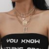 Multi-element Suit Necklace Retro Fashion Butterfly Letters Necklaces 11
