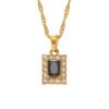 Ins Fashion Stainless Steel Square Zircon Pendant Necklace Necklaces 16