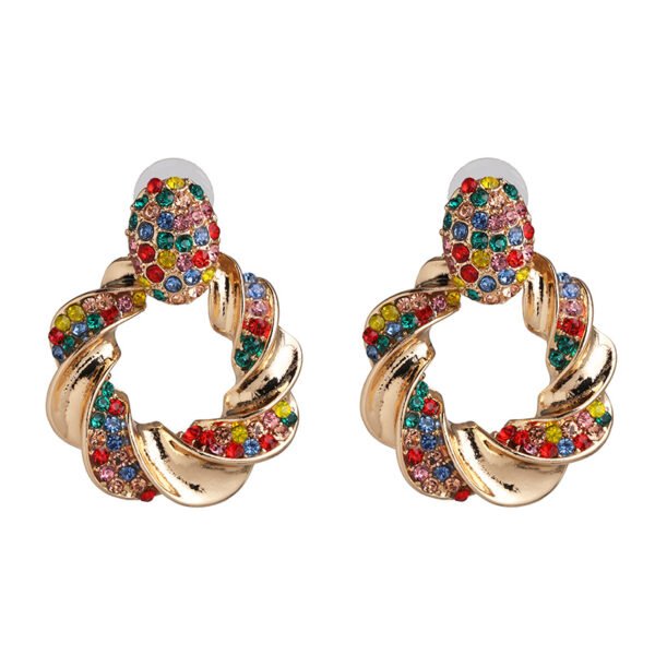Personality Inlaid Earrings Irregular Metal Earrings 8