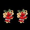 Christmas Gift Dripping Oil Bow Bell Earrings Christmas 10