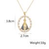 Copper Plated Gold Micro Inlaid Zircon Hollow Geometry Pendant Necklace Necklaces 21