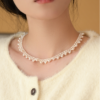 Lace Vintage Multilayer Round Lady Pearl Necklace 18K Gold Adjustable Choker Necklaces 12