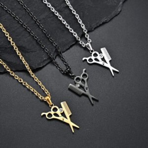 Creative Simple Scissors Comb Pendant Necklace Necklaces