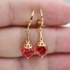 Gold Plated Stone Pierced Dangle Earrings Earrings 12