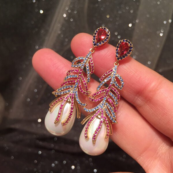 Gradient Color Leaves Atmospheric Net Red Earrings Earrings 3