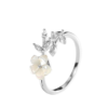 Rose gold plated beautiful temperament zircon branches leaves shell flower ring Rings 14
