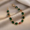 Real Gold Electroplated Diamond Emerald Bracelet Bracelets 9