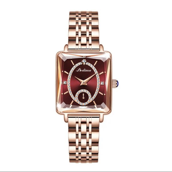 Fashionable Rose Gold Square Women’s Diamond Two-pin Half Watch watches 5
